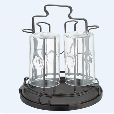 Khay giá úp ly cốc tròn chữ nhật sơn tĩnh điện kèm bộ khay hứng nước cao cấp tiện dụng