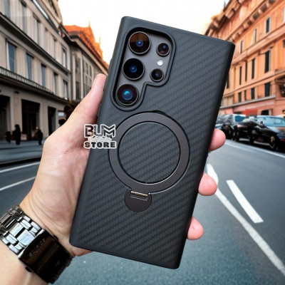 Ốp Lưng Carbon Từ Tính 360 Chống Sốc Hỗ Trợ Sạc Không Dây Cho Samsung Galaxy S25 Ultra / S25 Plus / S24 Ultra