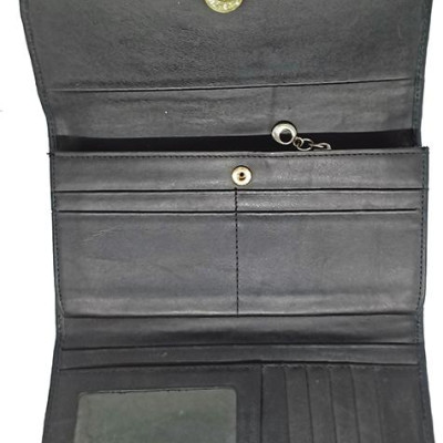 Ví nữ da trăn Huy Hoàng 3 gấp màu xanh đậm HT3334