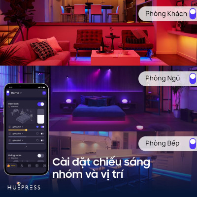 Đèn led thông minh HUEPRESS myHue Bulb L1 cao cấp WIFI 16 triệu màu RGBCW 9W - Điều khiển bằng app