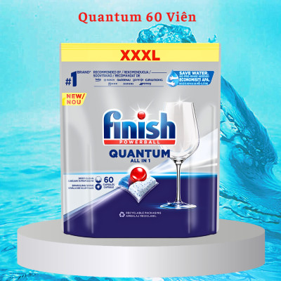 Combo Viên rửa bát Finish quantum 60 viên + Nước làm Bóng finish 800ml