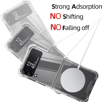 Ốp lưng chống sốc trong suốt hỗ trợ sạc Maqsafe cho Samsung Galaxy Z Flip 3 / Z Flip 4 hiệu Likgus Maqsafe Magetic Case siêu mỏng 1.5mm, độ trong tuyệt đối, chống trầy xước, chống ố vàng, tản nhiệt tốt - hàng nhập khẩu