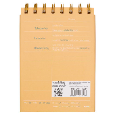 Sổ học từ vựng Word Study A6 - 120 trang; MS: 916