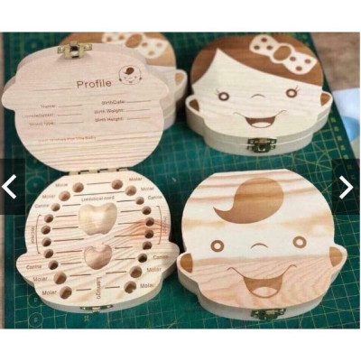 Hộp Đựng Răng Sữa Chống Bụi Bằng Gỗ Cho Bé 13x12cm