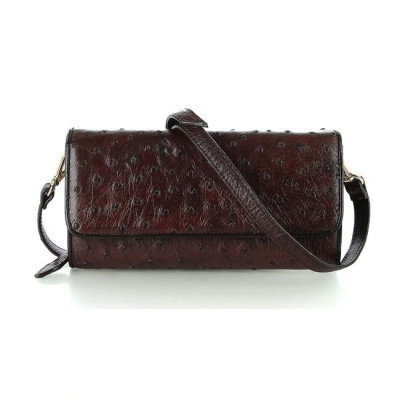 Túi đeo da đà điểu Huy Hoàng da bụng màu nâu đất HP6424