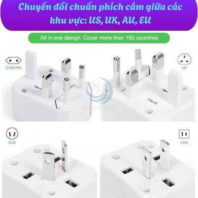 Bộ Chuyển Đổi Ổ Cắm Du Lịch- Adapter Du Lịch Quốc Tế 3 Chân – Ổ Cắm Chuyển Đổi Chuẩn Quốc Tế Mini- Ổ Cắm Đa Chuẩn Du Lịch – Gọn Nhẹ Tiện Lợi- Bộ Chuyển Phích Cắm Đa Năng Du Lịch Toàn Cầu