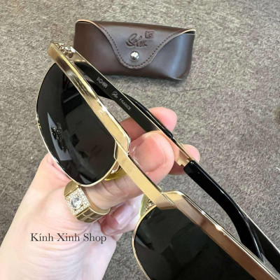 Kính râm Solex chữ H Mắt thủy tinh chống nắng uv gọng mạ vàng 14K 1/25 + Tặng Fullbox Phụ kiện