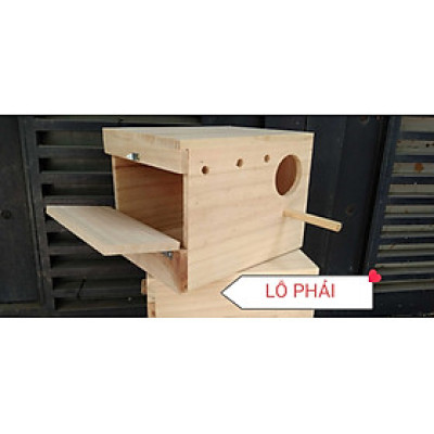 1 TỔ ĐẺ DÀNH CHO LOVEBIRD 24*18*18 (GỖ THÔNG NGUYÊN KHỐI CAO CẤP) đầy đủ cầu móc treo