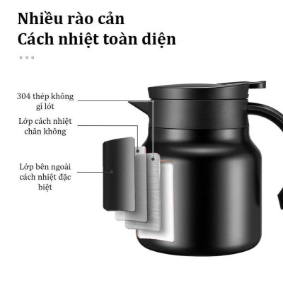 Ấm pha trà giữ nhiệt inox 316 dung tích 1L hàng cao cấp - Ca nước giữ nhiệt đựng nước nóng