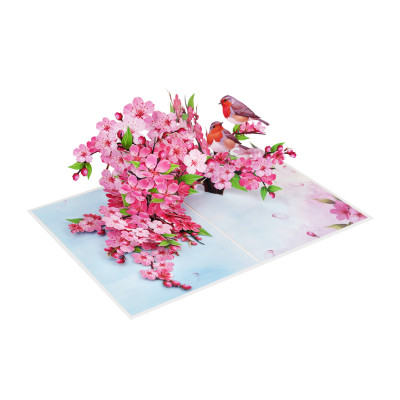 Thiệp 3D Pop Up Hoa Anh Đào & Chim – Thiệp Nghệ Thuật, Thiệp Chúc Mừng, Sinh Nhật, Nhật Bản, F50