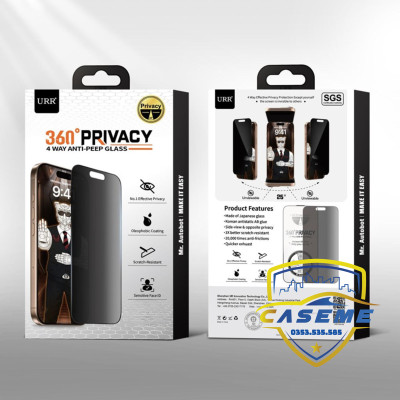 Kính Cường Lực Dành Cho iPhone 17, iPhone Air, iPhone 17 Pro, iPhone 17 Pro Max URR 360° Privacy Anti Spy 9H – Full Màn, Chống Nhìn Trộm - Hàng Chính Hãng