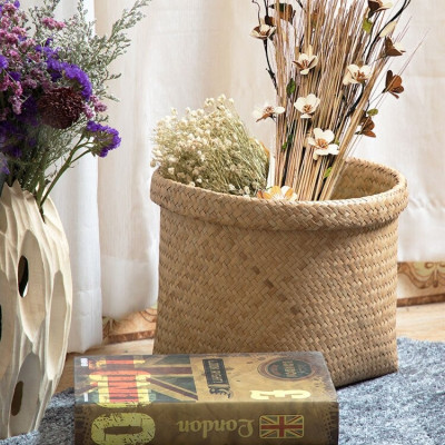 Giỏ cói trồng cây trang trí decor, đựng đồ, cắm hoa - Cây giả, hoa lụa Decor trang trí