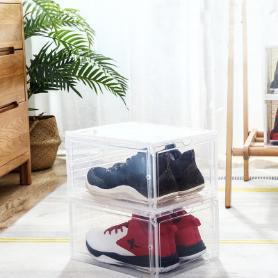 COMBO 2 HỘP ĐỰNG GIÀY CAO CẤP SNEAKER THỂ THAO NHỰA CỨNG NẮP TRONG SUỐT CỬA TÍCH HỢP NAM CHÂM HÍT VÀ CỬA GÀI (MÀU ĐEN/ MÀU TRẮNG TRONG)