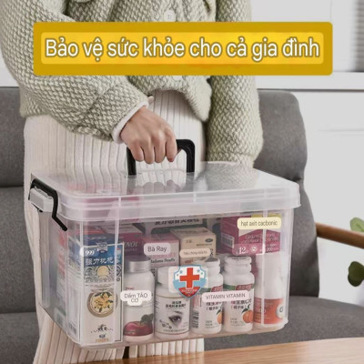 Hộp Đựng Thuốc Gia Đình, 2 Tầng Có Quai Xách Nhựa Mika Trong Suốt Nhìn Dõ Đồ Vật  Tủ Thuốc Đựng Dụng Cụ Y Tế Mẫu Mới Tiện Lợi