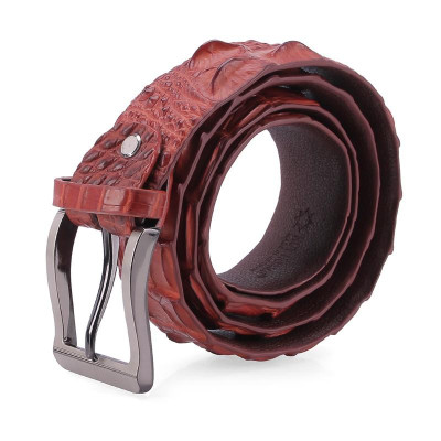 HP4222-4223-4724-4726 - Thắt lưng nam da cá sấu Huy Hoàng nguyên con 4P bát gài màu đen, nâu đất, nâu đỏ, vàng