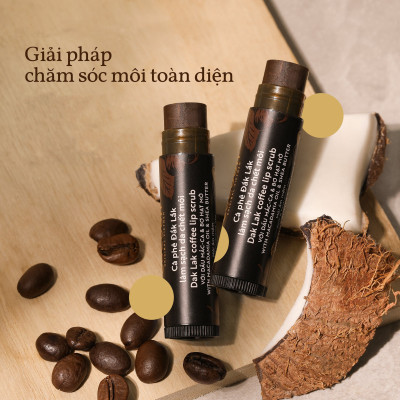 Combo Cà phê Đắk Lắk làm sạch da chết cơ thể Cocoon 200ml + Son tẩy da chết môi cà phê Đắk Lắk Cocoon 5g