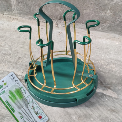 GIÁ ÚP LY CỐC KIM LOẠI MÀU VÀNG - YELLOW GREEN CÓ ĐĨA HỨNG NƯỚC - ( TẶNG SÉT 04 CỌ VỆ SINH VÒI ẤM NỘI ĐỊA NHẬT BẢN )