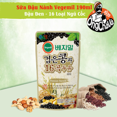 [Date T6/2025] Khay 15 Túi Sữa Đậu Nành Vegemil 190ml Đậu Đen - 16 Loại Ngũ Cốc  (Premium Soymilk)