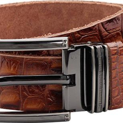 Thắt Lưng Nam Vân Cá Sấu 1 Lớp Huy Hoàng HT4124 (120 x 4 cm) - Nâu