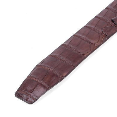 HP4848 - Dây nịt nam da cá sấu Huy Hoàng nguyên con 4P đầu kim màu nâu đất