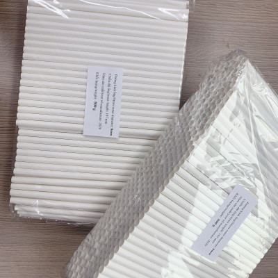 Ống hút giấy Clean Paper Straw kích thước 8mm x 197mm màu trắng dùng cho, sinh tố, đá xay.... (0,5kg) 