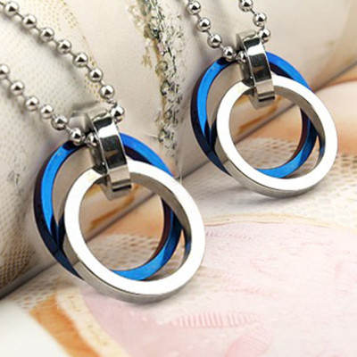 Mặt dây chuyền 3 vòng MDC346 (Màu bạc, xanh)