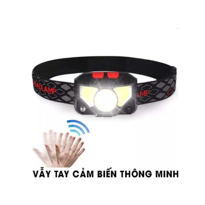 Đèn pin đội đầu 1 bóng cảm biến vẫy tay siêu sáng chiếu xa 300m, chip Led L9 chống thấm nước, đèn đeo trán Zoom xa gần H