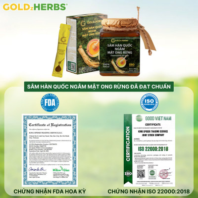 Sâm Hàn Quốc ngâm mật ong rừng GoldzHerbs, 100% mật ong nguyên chất – Hũ 300g/ Hộp 15 gói