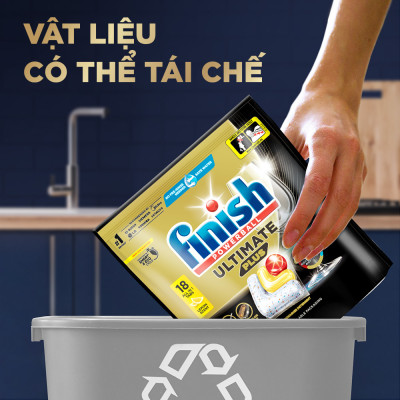 Combo Finish: Viên rửa chén Ultimate 18 viên + Nước làm bóng 500ml + Muối rửa chén 2kg