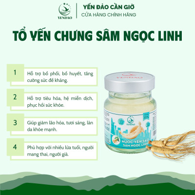 Yến Đảo - Hũ Yến Sào Sâm Ngọc Linh Hỗ Trợ Bổ Phổi, Bổ Huyết, Tăng Cường Sức Đề Kháng 6 Hộp 70ml