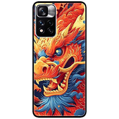 Ốp lưng cho Xiaomi Redmi Note 11 - 11S 4G - Redmi Note 11 5G - 11 Pro Q.Tế - 11 Pro N.Địa - Rồng Cam Mắt Xanh - Hàng Chính Hãng