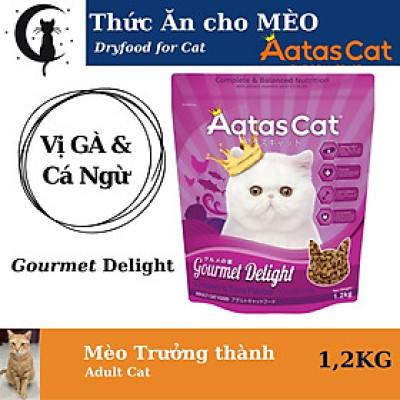 Aatas Cat | Thức Ăn Hạt cho MÈO Vị Gà & Cá Ngừ 1,2Kg | Gourmet Delight (Tím)