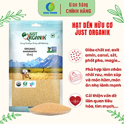 Hạt Dền Hữu Cơ Trắng Just Organik Dành Cho Người Ăn Kiêng Nấu Cơm, Cháo, Súp Làm Nước Sốt Nhập Khẩu Ấn Độ 500g