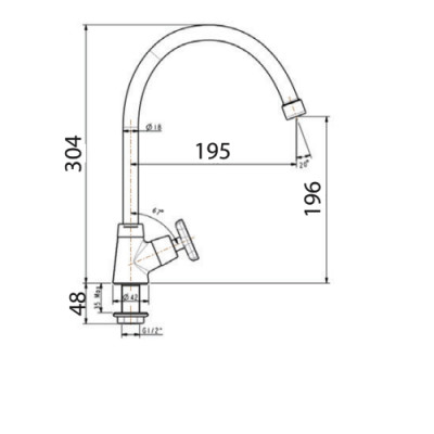 Vòi bếp lạnh cổ cao Wiston WF-T706(FFAST706)- hàng chính hãng American Standard