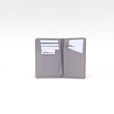 Ví da nam nữ dáng đứng NATOLI gập đôi đựng thẻ cao cấp BST Simple Vertical Wallet V3