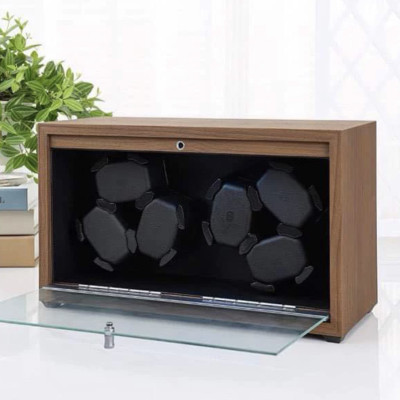 ￼Hộp Đựng Đồng Hồ Cơ Xoay 6 Chiếc Có Đèn Led Tự Động Dừng Khi Mở Nắp
