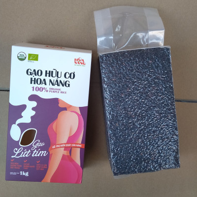 [ORGANIC] Gạo Lứt Tím Hữu Cơ Hộp 1Kg - Gạo Hữu Cơ Hoa Nắng - Cơm mềm dẻo, hương thơm đặc trưng- Hỗ trợ kiểm soát cân nặng, ổn định đường huyết