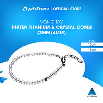 Vòng tay Phiten titanium & pha lê combi (3mm/4mm)
