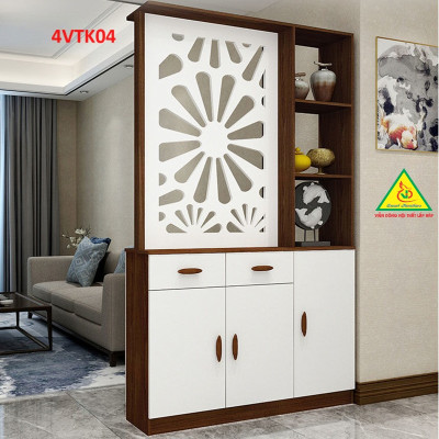 Vách ngăn phòng khách, vách ngăn tủ kệ bằng gỗ 4VTK04 - Nội thất lắp ráp Viendong adv