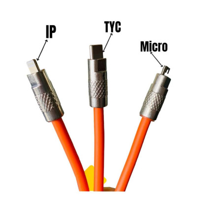 Dây Cáp Sạc Nhanh 3 Trong 1, Siê Bền, Siêu Nhanh Cổng Micro USB Type C Bằng Silicone