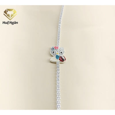 Lắc tay bạc 925 Huệ Ngân - Mèo Kitty Tinh Nghịch X8