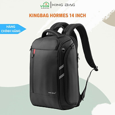 Balo laptop 15” KINGBAG HORMES thời trang, nhiều ngăn rộng rãi, ngăn lót cách nhiệt, jack cắm tai nghe, màu đen- Hàng chính hãng