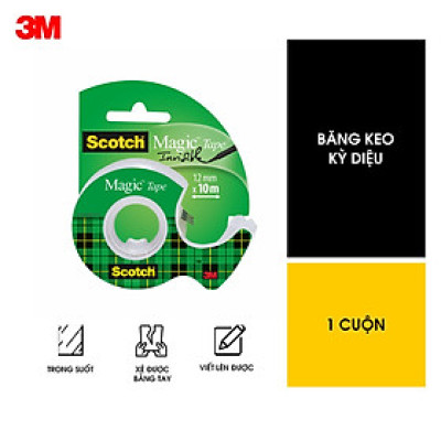 Băng dính đa năng 3M Scocth 105, Kích thước 19mm x 7,62m - Kèm máy cắt mini | Sản xuất tại Mỹ