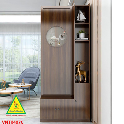 Vách ngăn phòng khách, vách ngăn tủ kệ bằng gỗ VNTK407- Nội thất lắp ráp Viendong Adv