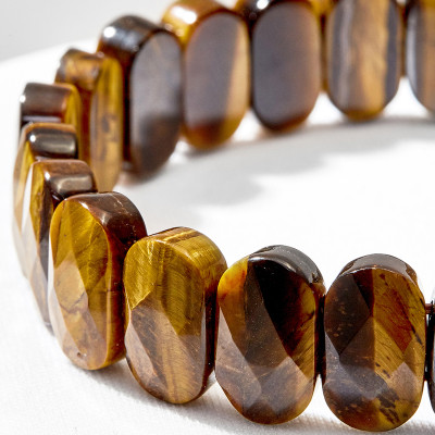 Vòng tay đá thạch anh mắt hổ bản oval 10x12mm - Ngọc Quý Gemstones