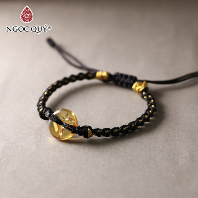 Vòng tay thắt dây đồng điếu hổ phách - Ngọc Quý