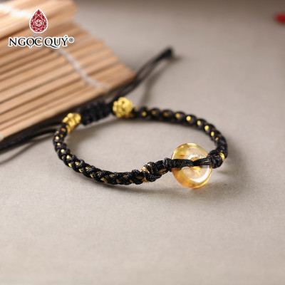 Vòng tay thắt dây đồng điếu hổ phách - Ngọc Quý