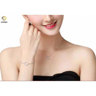 Combo dây chuyền lắc tay và khuyên tai bạc Ý 925 Huệ Ngân - Huyền thoại biển xanh PP1528-RYE140938-RYB140125