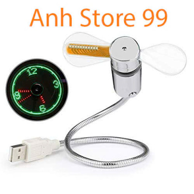Quạt mini Cầm Tay dc 5v Bằng Kim Loại Hiển Thị Đồng Hồ Đèn led Hiển Thị Thời Gian Thực