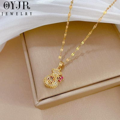 Dây chuyền trang sức OYJR cho phụ nữ, titan không rỉ, thời trang Trung Quốc, vòng cổ có túi phúc
